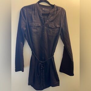 Womens Lady Hathaway Linen Tunic Blouse with Belt Tie Size Medium